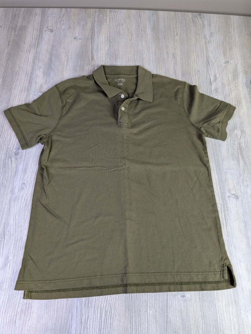 Sonoma Life + Style Men's Olive Green Short Sleeve Cotton Polo Shirt